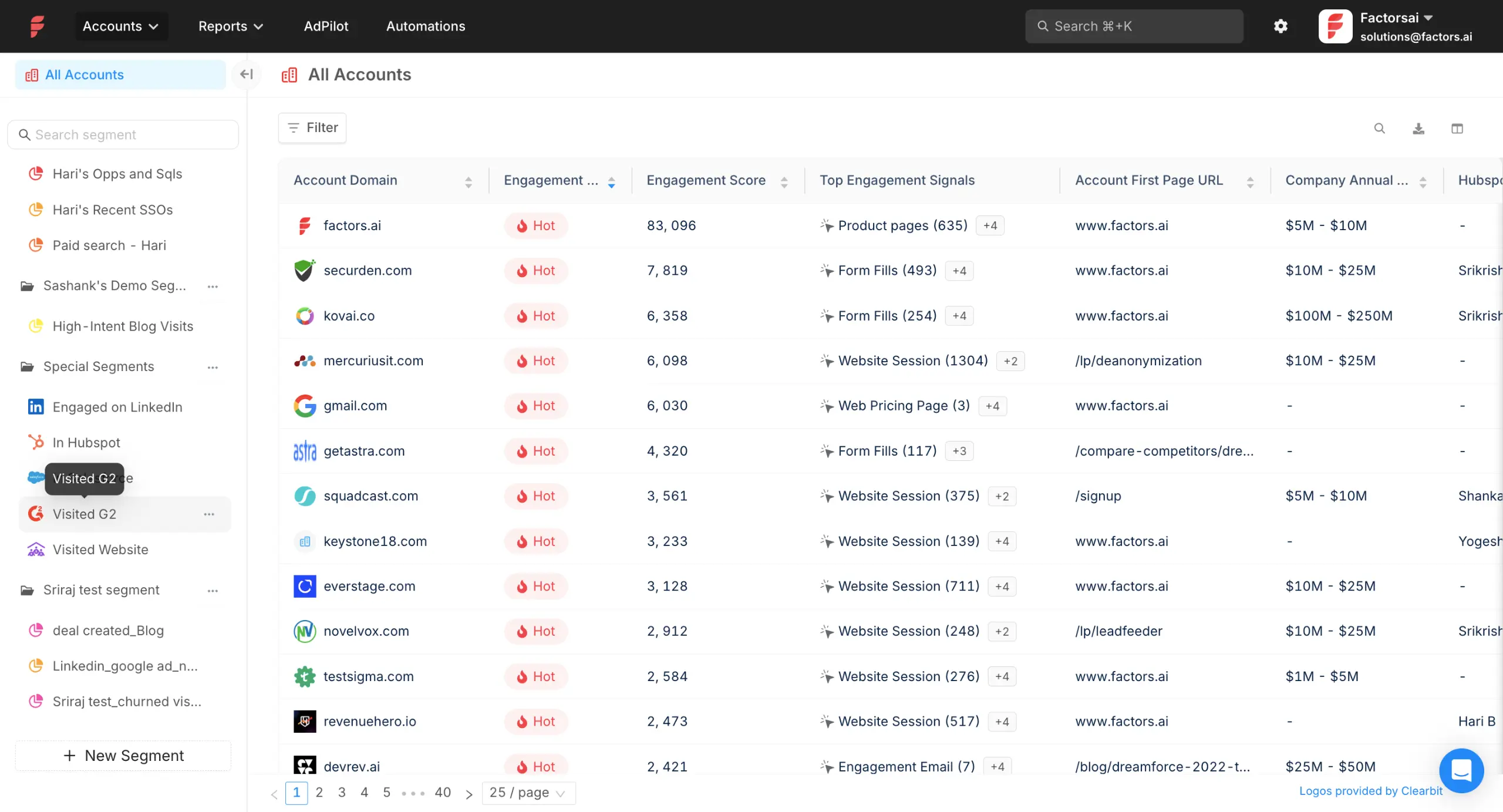Factors.ai attribution dashboard