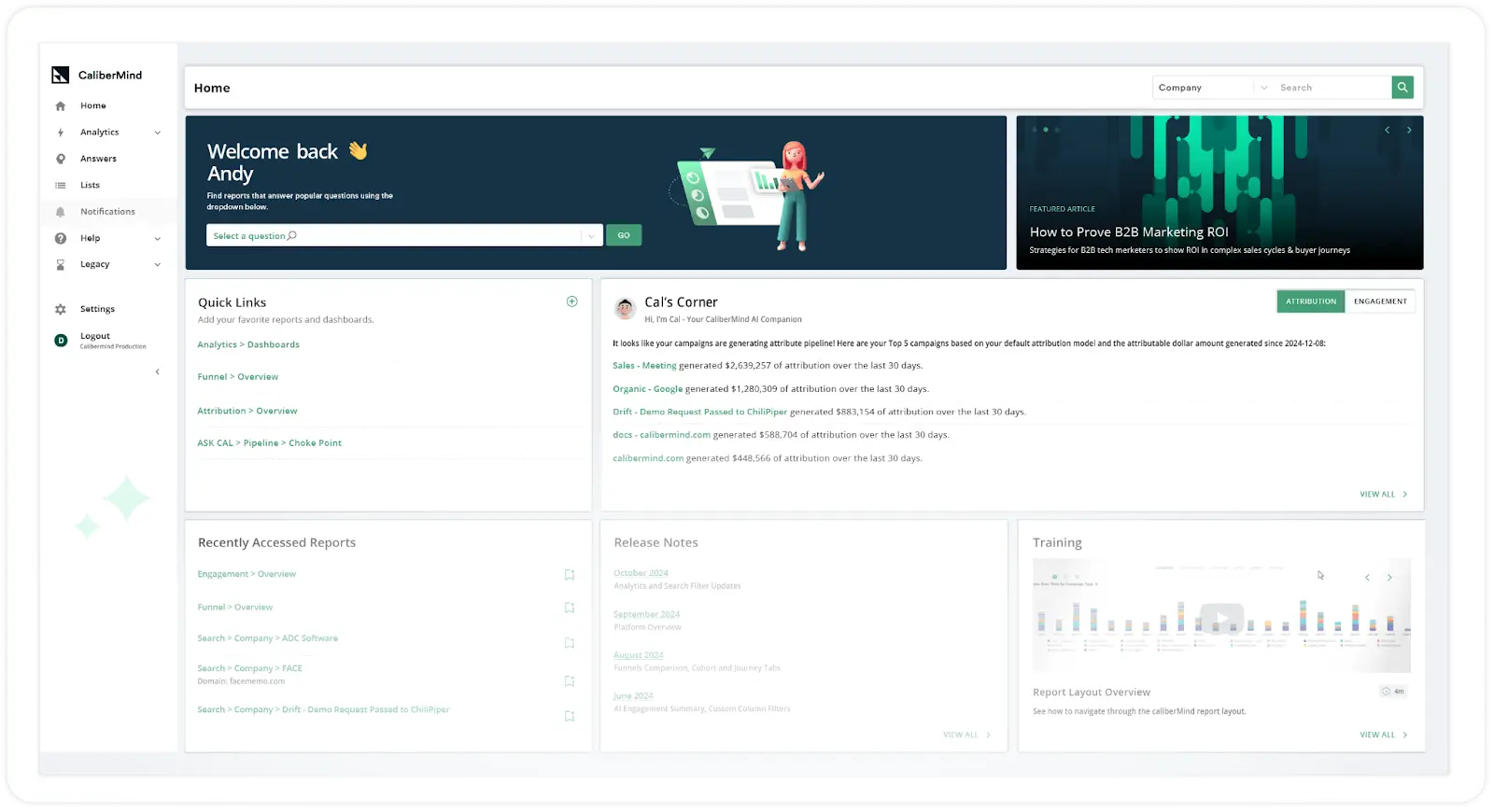 Calibermind attribution dashboard